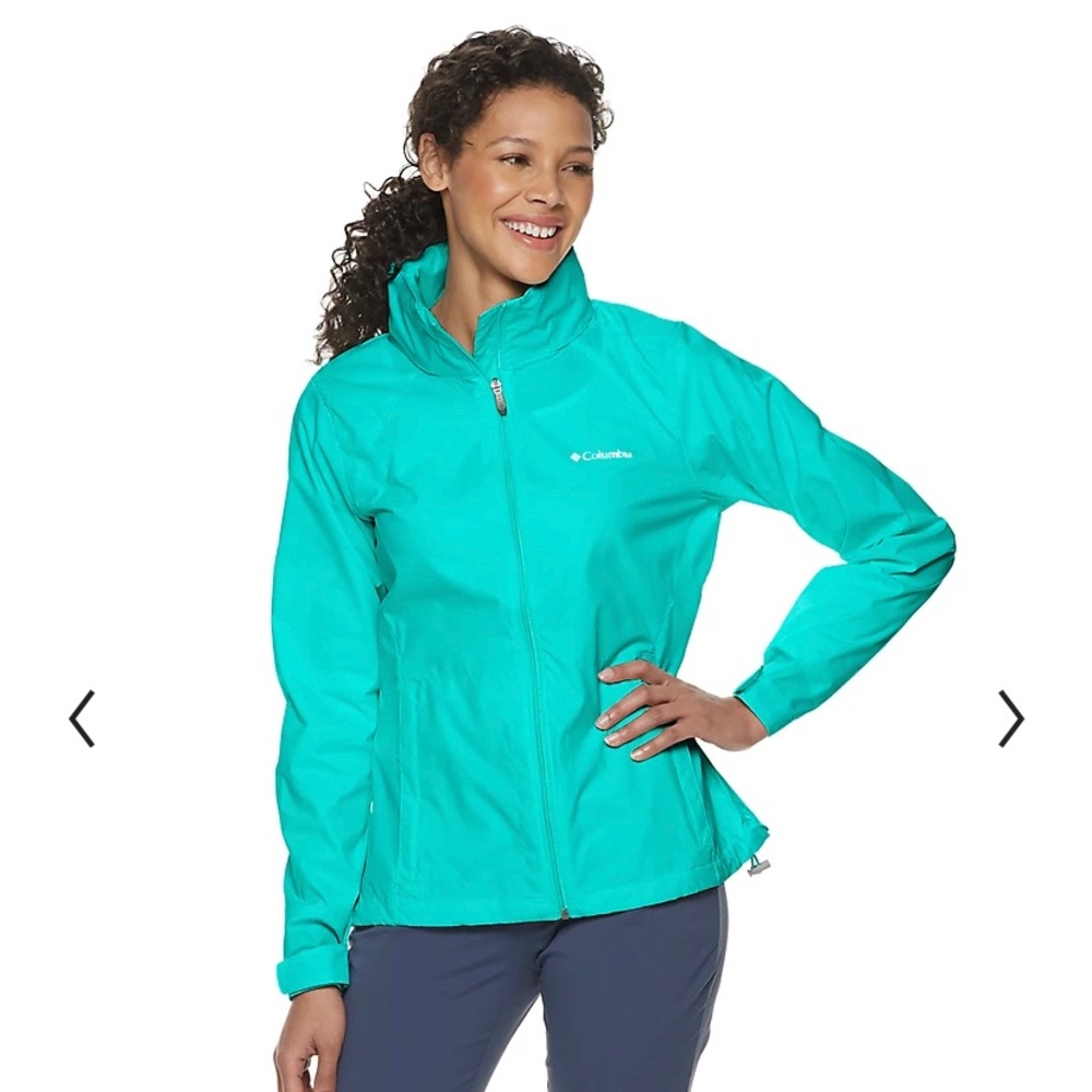 Columbia teal rain jacket